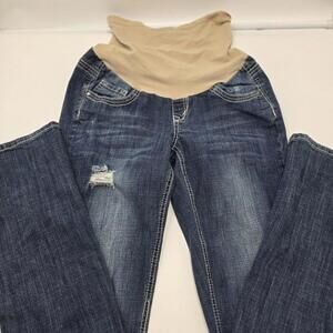 WallFlower Maternity Blue Jeans Size medium Denim embellished pocket‎ 87-2